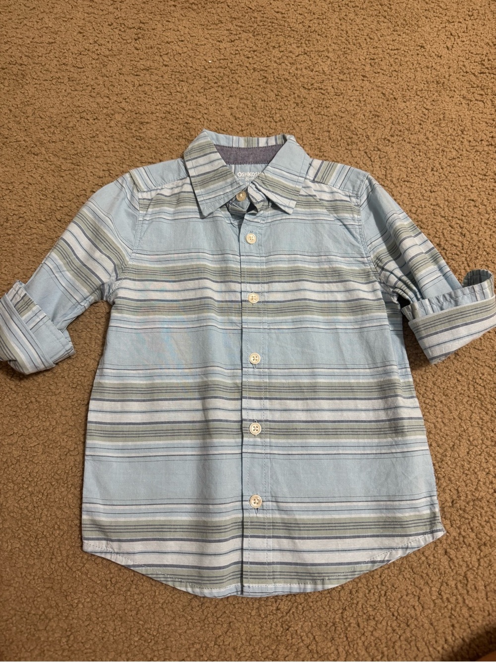 New 3T OshKosh Boys Blue Striped Button-Up Shirt - Kids